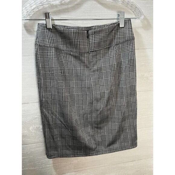 Black & White Plaid Pencil‎ Skirt Womens Medium Workwear Office Elegant Style - Picture 3 of 4
